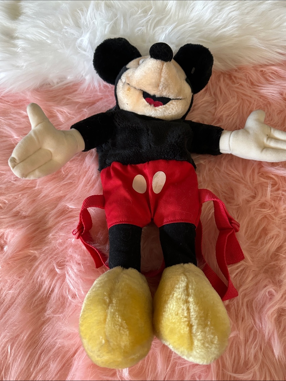 Disney Mickey Mouse Plush Backpack - Black, Red, Yellow, White